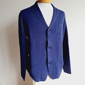 Lorenzoni Men's Italian Navy Blue Cardigan Size XL